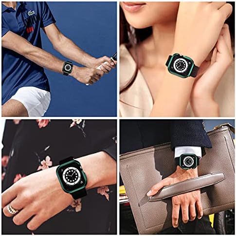 Компанија за метал AKBKTII Компатибилен со Apple Watch Series 6/SE/5/4 44mm, Aluminum Bumper Case & TPU заштитен случај на покритие со опсег, целосна заштита од шок, зелена