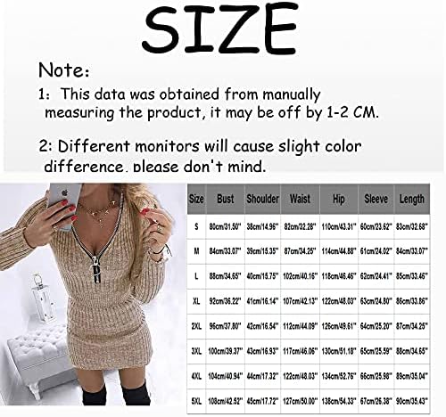 Женски плетени фустани чиста боја волна здолниште патент половината со долг ракав плетен колк фустан Зимски џемпери 2022