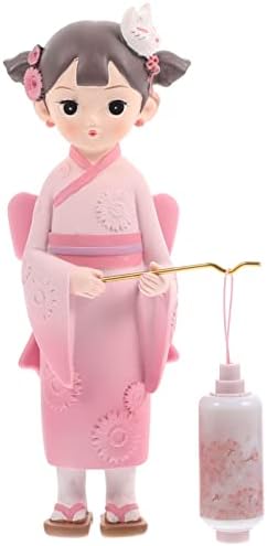 Алипис Дома Декор Јапонски кукла Кимоно кукла смола Кимоно девојки кукли со колекционерски фигури, статуа на девојчиња со ламба за DIY канцелариски