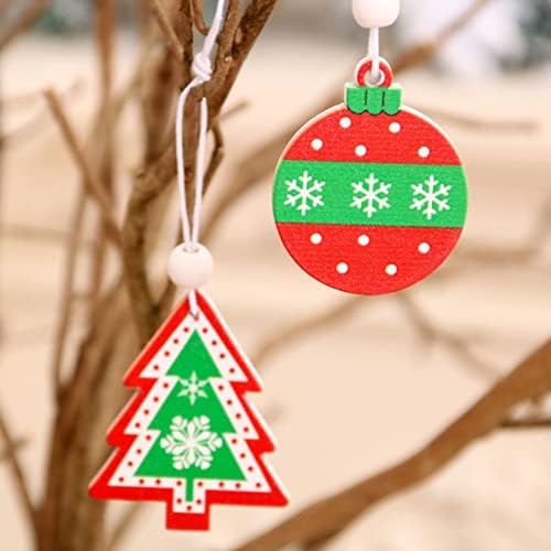 12 парчиња Божиќни дрвени висечки украси украси за новогодишни Божиќни дрвја Божиќни приврзоци и облици на дрво за облици на дрво
