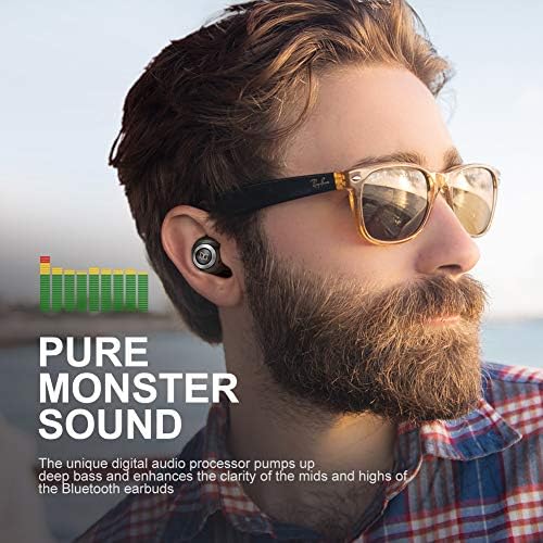 Безжични уши чудовиште, супер брзо полнење, стерео слушалки со Bluetooth 5.0 во уво со кутија за полнење USB-C, вграден микрофон за