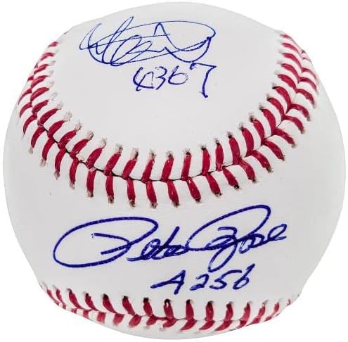 Ichiro Suzuki & Pete Rose го автограмираше официјалниот MLB бејзбол Сиетл Маринерс Синсинати Редс „4256“ и „4367“ е холо и ПР холо