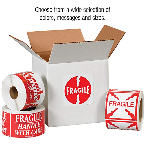 Логика на лента од Авидити 2 x 3, кревка рачка со грижа црвена/бела налепница за предупредување, за испорака, ракување, пакување