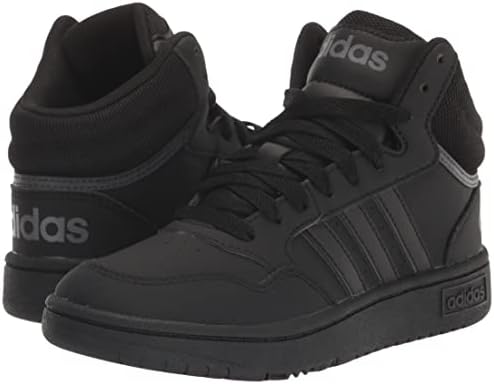 Адидас обрачи 3.0 Среден кошаркарски чевли, црна/црна/сива боја, 4 американски унисекс големо дете