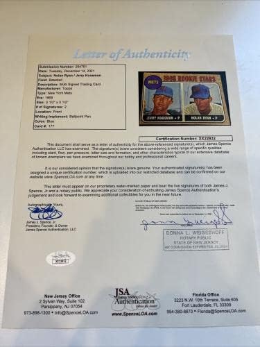 1968 Топс Нолан Рајан &засилувач; Џери Koosman Потпишан Rc Гроздобер 1960 Потпис Пса ДНК-Бејзбол Плочи Автограм Картички