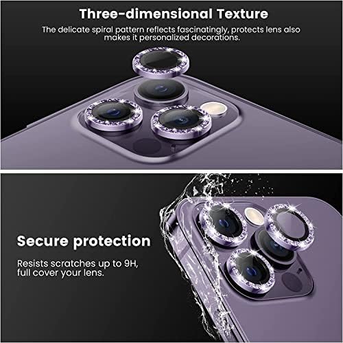 fonefunshop Компатибилен со iPhone 14 Pro/14 Pro Max-Комплет од 3 Заштитни Објективи За Стаклени Леќи со Црн Накит