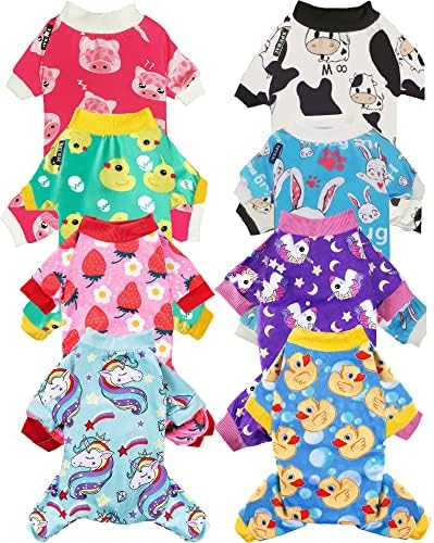 XPUDAC 8 Парче Куче Пижами За Мали Кучиња Pjs Облека Кутре Onesies Облека За Кученце Божиќ Кошули Спанко За Домашни Миленици Мачки Jammies