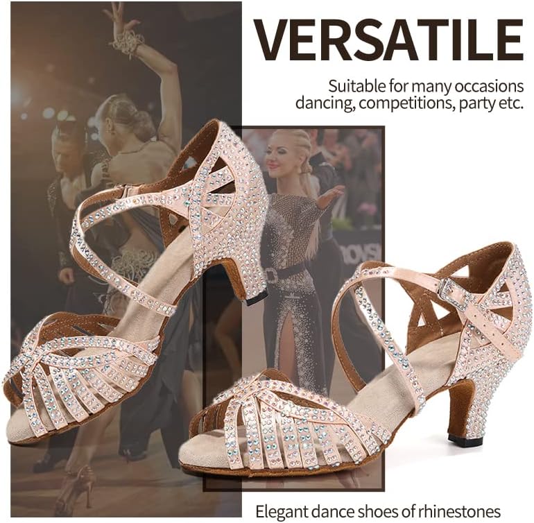 Satенски сатенски танцувачки чевли Dkzsyim Satin Latin Dance Salsa Salsa Practering Practice Dancing Shoes, Model YCL380