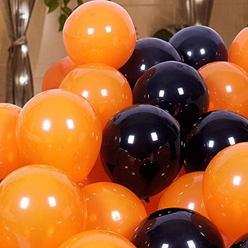 Балони од црн Портокал келфара 60 парчиња 12 инчен Мат Црно Портокалов Латекс Балон И Конфети Балон За Прослава На Ноќта на Вештерките Трик