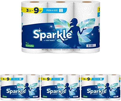 Спарле® Пик-А-големина хартиени крпи, 3 тројни ролни: 9 редовни ролни
