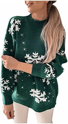 Longенски долг бучен кардиганден моден Божиќен џемпер од половина висок врат џемпер