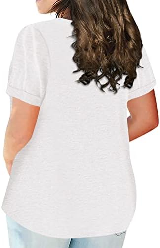 Женски врвови фустани случајни, женски кошула со кратки ракави, тркалезен врат плус големина маица Цвет, печатени обични врвови