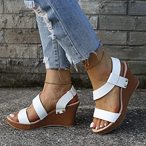 Клин -сандали за жени обични летни модни отворени пети водоотпорни стилски стилски чевли за забава за датира секој ден