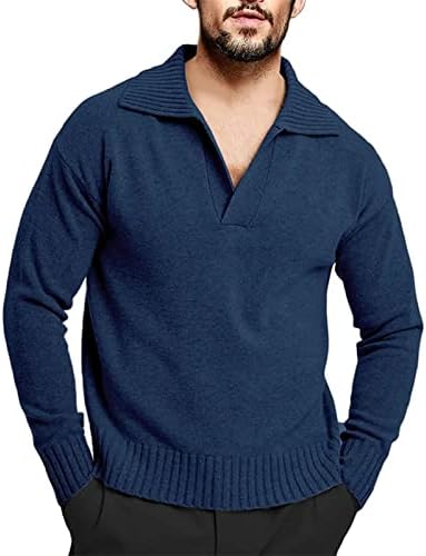 Dudubaby Mens Mock Neck Cutton Cutton Копчето искривена јака плетена пулвер цврста боја моден џемпер