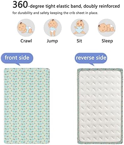 Пастел тематски вграден креветче за креветчиња, стандарден сад за креветчиња за креветчиња ултра мек материјал-бебе-лист за момчиња