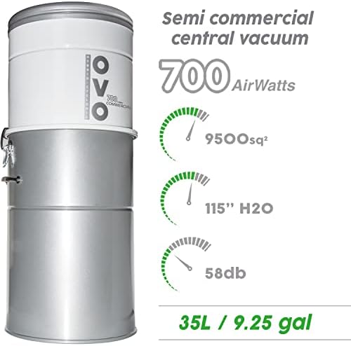 ОВО полу-комерцијален централен вакуумски систем, хибридна филтрација со или без торби за еднократна употреба-700 Енергетска единица