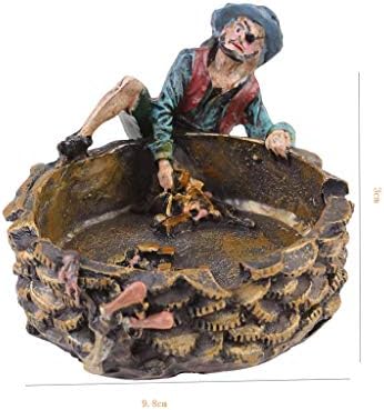 Zlbyb смола од пепел пиратски скулптури ， држач за пепелник плажа Наутичка декорација за спална соба за бања