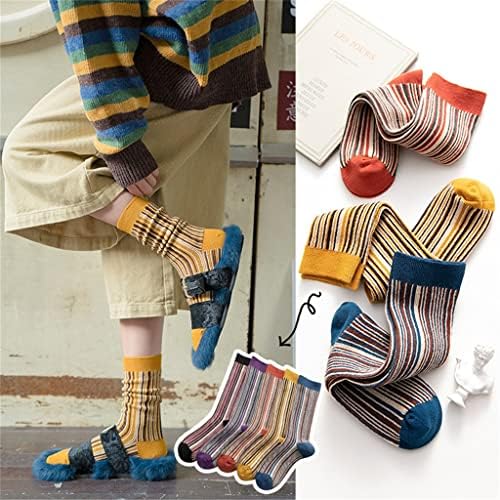 чорап женски вертикални ленти чешлаат памучни топли зимски чорапи ретро pinstripes натрупани англија стил гроздобер под -стилски чорапи жени