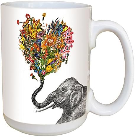 Честитки Без дрвја Љубов Слон 15 Унца Керамичка Шолја За Кафе Со Рачка Со Целосна Големина