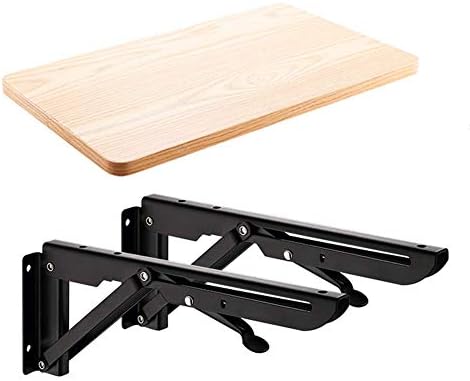 Стилски полица за едноставност, монтиран лебдечки решетка табела, лаптоп штанд, железна уметност цврсто дрво преклопно мазно не'рѓосувачки челик,