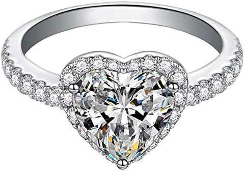 Стерлинг сребрени дами симулиран прстен за ангажман на дијаманти со странични камења ветуваат невестински прстен за
