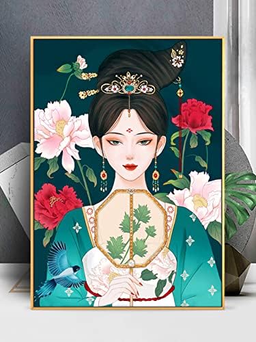 Instarry DIY 5D Diamond Painting Full вежба кинеска класична жена вкрстена бод за везење wallиден уметнички декор 35.4x23,6 инчи