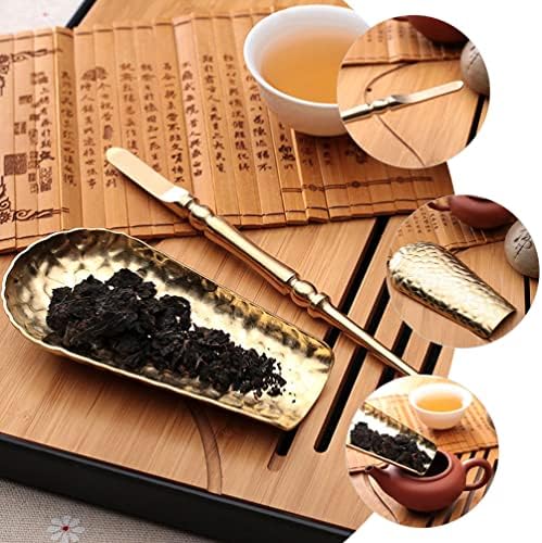 Luxshiny Кинески чај сет кинески чај кинески чај сет чај лажичка лопата игла сет: мала метална чај лажица чај нож игла, месинг кунгфу