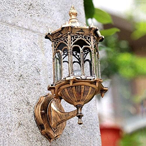 Uaster wallидна ламба класична месинг боја рустикален водолик на водоотпорна традиционална wallидна светлина ходник Зимска градина балкон