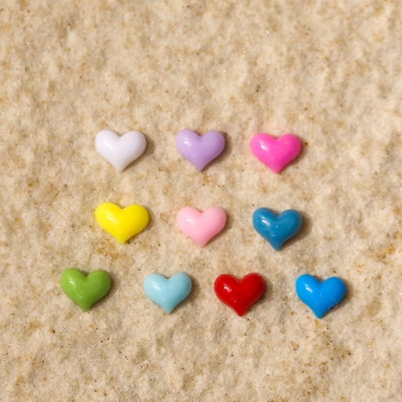 50 парчиња мазна нокти Керамика Мала срца цврста боја срце loveубов со рамна форма додатоци за смола од бисер за нокти - додатоци