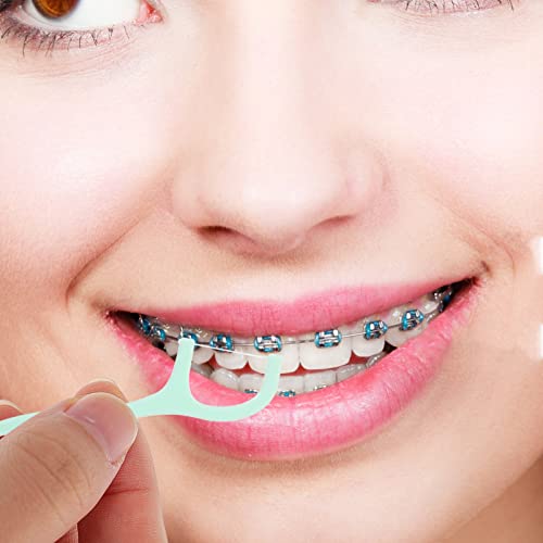 Забележете 200 парчиња близнаци за стоматолошки конец за заби со висока цврстина заби за заби стапчиња за орална нега конец за почиста поздрава уста, зелена боја