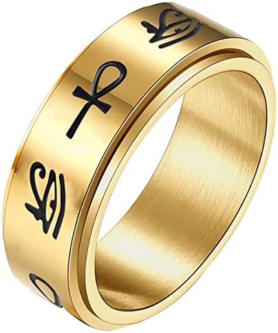 YfStyle Не'рѓосувачки челик злобно око вртеч на око за жени мажи Египет око на хорус вознемиреност прстени олеснети стрес фитгет бенд прстен злато сребро венчаница ве?