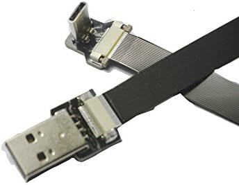 Постојана долга црна FFC USB C FPV рамна тенка тенка лента FPC кабел USB Type-C 90 степени до стандарден USB A за синхронизација