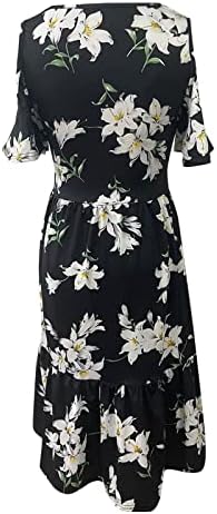 Летен фустан на HCJKDU, летен фустан, околу рамо, ладно рамо, цветно печатење мини фустани, проток на замав, лабава лесен краток краток фустан
