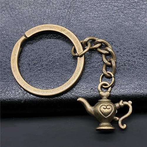 Заглавување на чајници, античка бронзена 3Д чајничка клуч за клучеви, подарок за loversубители на чај