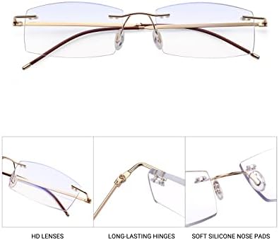 Teraise безжични очила за читање за мажи, лесни метални чисти читатели, модни сини светло блокирачки компјутерски очила