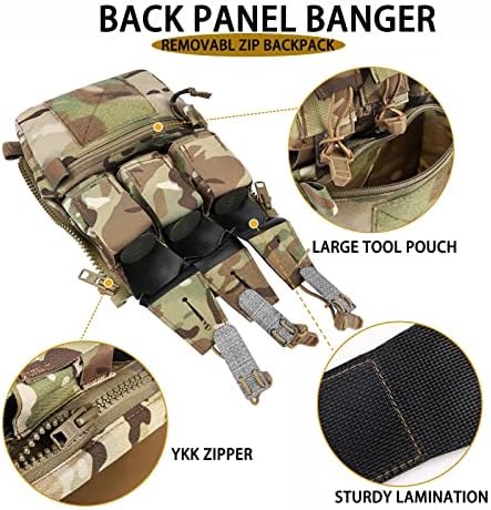 Petac Gear Tactical Molle Vest со Tegris Cummerbund V5 Full Set, Ktar Front Mag Flap/Zip на задниот панел Бангер