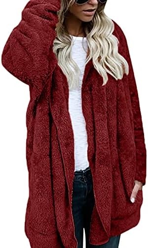 Hzmsyq omeенски мода обичен топол палто палто јакна зимска цврста долга долга надворешна облека со двојни блузи