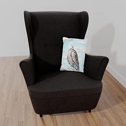 Bald Eagle Faux Suede Sofe Sofa Throw Pillow од цртање и сликарство од уметникот Мајк Бенет 13 x 19.