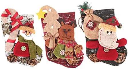 Артибетер 3 парчиња украси од санта дрво виси снежни спојници чорапи елк слатки украси држачи Кенди Божиќна снегулка Клаус приврзоци