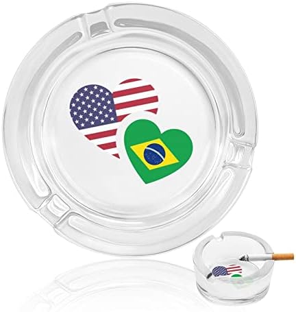 Бразил американско знаме стакло пепелник за цигари тркалезни фиоки за пепел за домашна канцеларија и ресторани