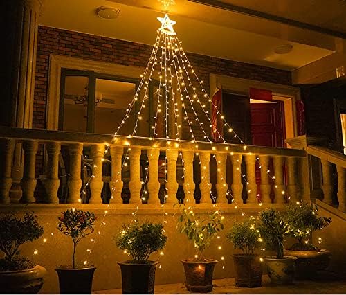 Водопад Божиќни низа светла со 335 LED starвезда виси светла за завеси за бајки за забава за свадбени внатрешни внатрешни декоративни декоративни светла за проток на во