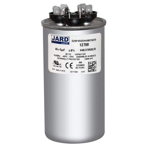 Lennox 100335-12 - 45 + 5 UF MFD 440 Volt VAC JARD замена на тркалезна двојна кондензатор