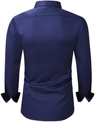 Кошула машка кошула со долги ракави - Редовно вклопување на копчето за бесплатно брчки надолу од кошулата