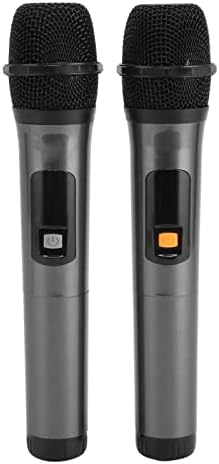 Gowenic безжичен микрофон, двоен рачен динамичен микрофон, UHF безжичен микрофонски систем со 3,5 мм и 6,35мм конектор за забава