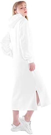 'Ртат дуксери макси фустан жени пуловер бело симпатично руно удобно долга качулка качулка џемпери џемпер преголеми