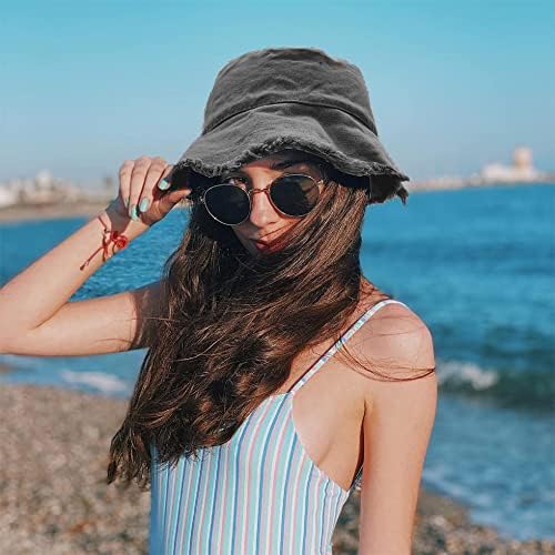 Yifrzour Sun Hatените летни обични широки памучни памучни корпи капа плажа за одмор