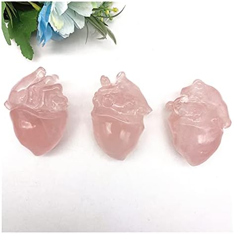 Veewudee AG216 1PC убава природна розова розова кристална срцева рака во форма на рака врежан полиран реики домашен декор Природни