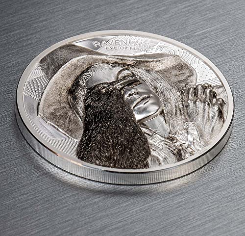 2022 де модерна комеморативна моќност на гаврани вештерка на магија 2 мл сребрена монета 10 $ Кук острови 2022 Доказ за доказ
