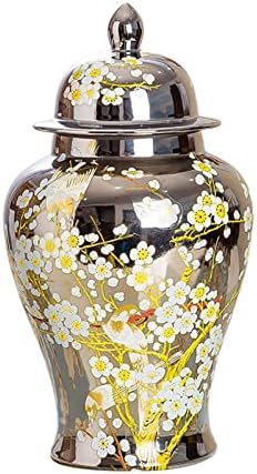 ХЕИМП Кинески традиционален порцелан ѓумбир тегла Темски тегла за складирање на маса Централ Организатор Керамички цвет вазна за забава