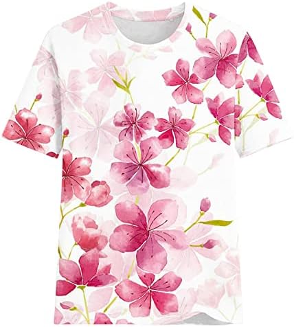 Маица со блуза за жени лето есен 2023 кратко 1/2 ракав памук цветен графички салон кошула zv zv